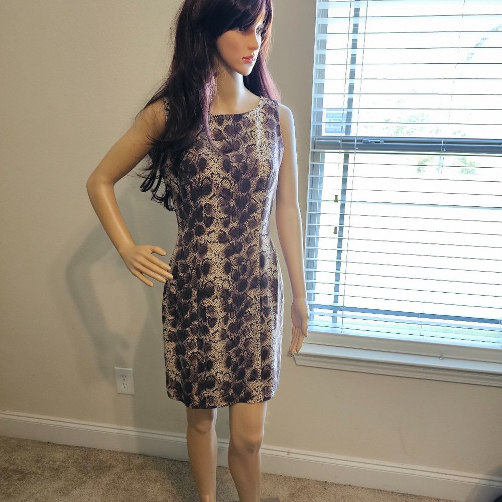 August Silk ~ Size 4 ~ Brown & Cream Snake Print Sheath Dress